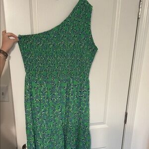 Emerald Green Asymmetrical One-Shoulder Sundress